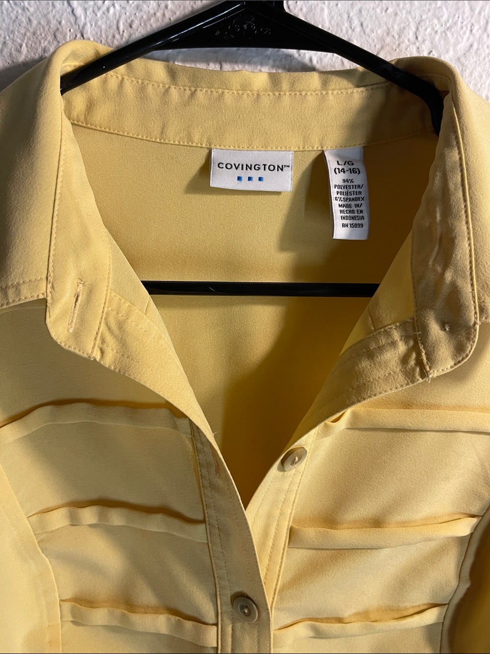 Covington Yellow Ruffle-Trim Button Front Blouse Size Large - Picture 4 of 12